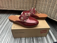 New Ladies Fitflop Serene Deco Mules Clogs Fire Red UK 4