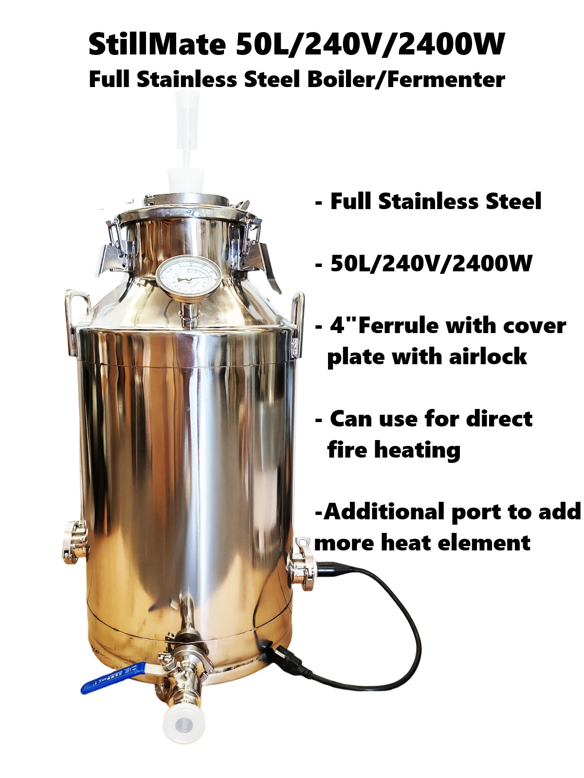 StillMate 50L Multi-Purpose 240V/2400W Electrical Boiler/Fermenter/Kettle