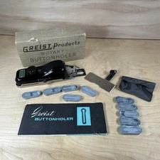 Vintage 1950's Greist Rotary Buttonholer Sewing Machine Attachment + Extra Cams