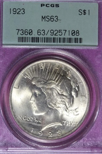 1923 PCGS MS63 PEACE DOLLAR #B52018
