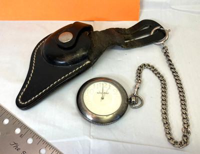 Vtg Tokyo Bay San Francisco Pocket Watch On Chain Silver Belt Leather Holster