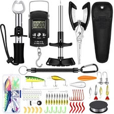 134 Pcs Fishing Tool Kit Fishing Gear and Equipment for Men Adults Family Pli...
