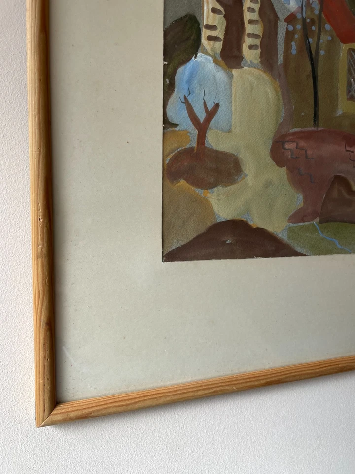 Vintage Swedish mid-century modern watercolour signed and framed - Image 2 of 4