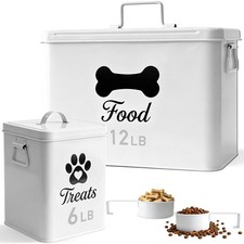 Metal Dog Food Storage Container Airtight 2PCS, Pet Treat Container 12 6lb