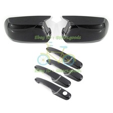 Glossy Carbon Fiber Side Ox Horn Mirror Door Handle Cover Trim For 04-09 Mazda 3