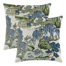 Wsunsal Chinoiserie Pillow Covers 18x18 18" x Pack of 2 , Blue Green 2