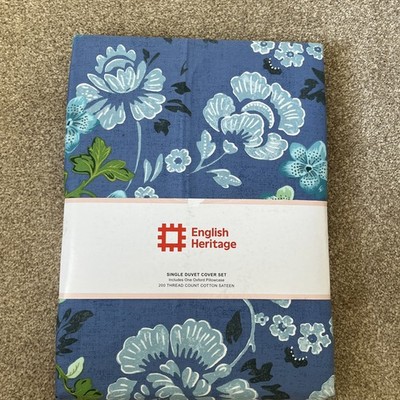 M&S x English Heritage Eagle House Damast Einzel Bettbezug Set Brandneu mit Etikett 200 TC 