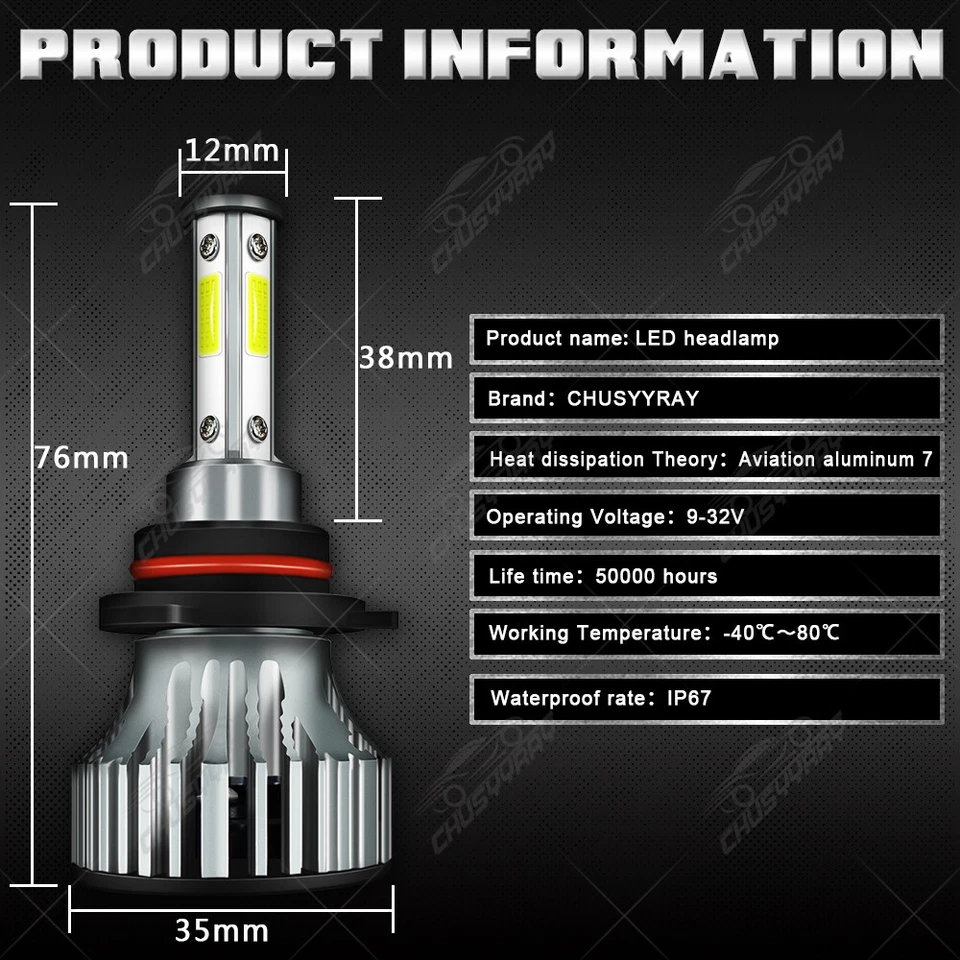 For Freightliner Coronado 2003-2018 - Front LED Headlight + Fog Light Bulbs Kit - Image 3 of 4