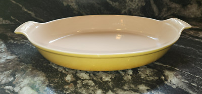 Large LeCreuset Heritage Stoneware Oval Au Gratin Baker Nectar Yellow 17'' long