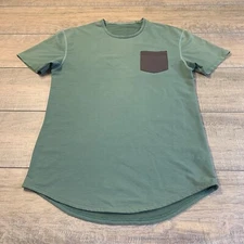 BYLT Basics Mens Drop Cut Pocket T-Shirt Size Medium Green Poly Blend B17