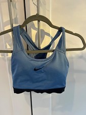 Nike Dri-Fit Sports Bra Womens Blue / Black Medium Center Swoosh Logo Racerback