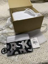 NIB   Michael Kors Cooper Logo Tall Leather Card Case Black Combo 78.00 w/ Box