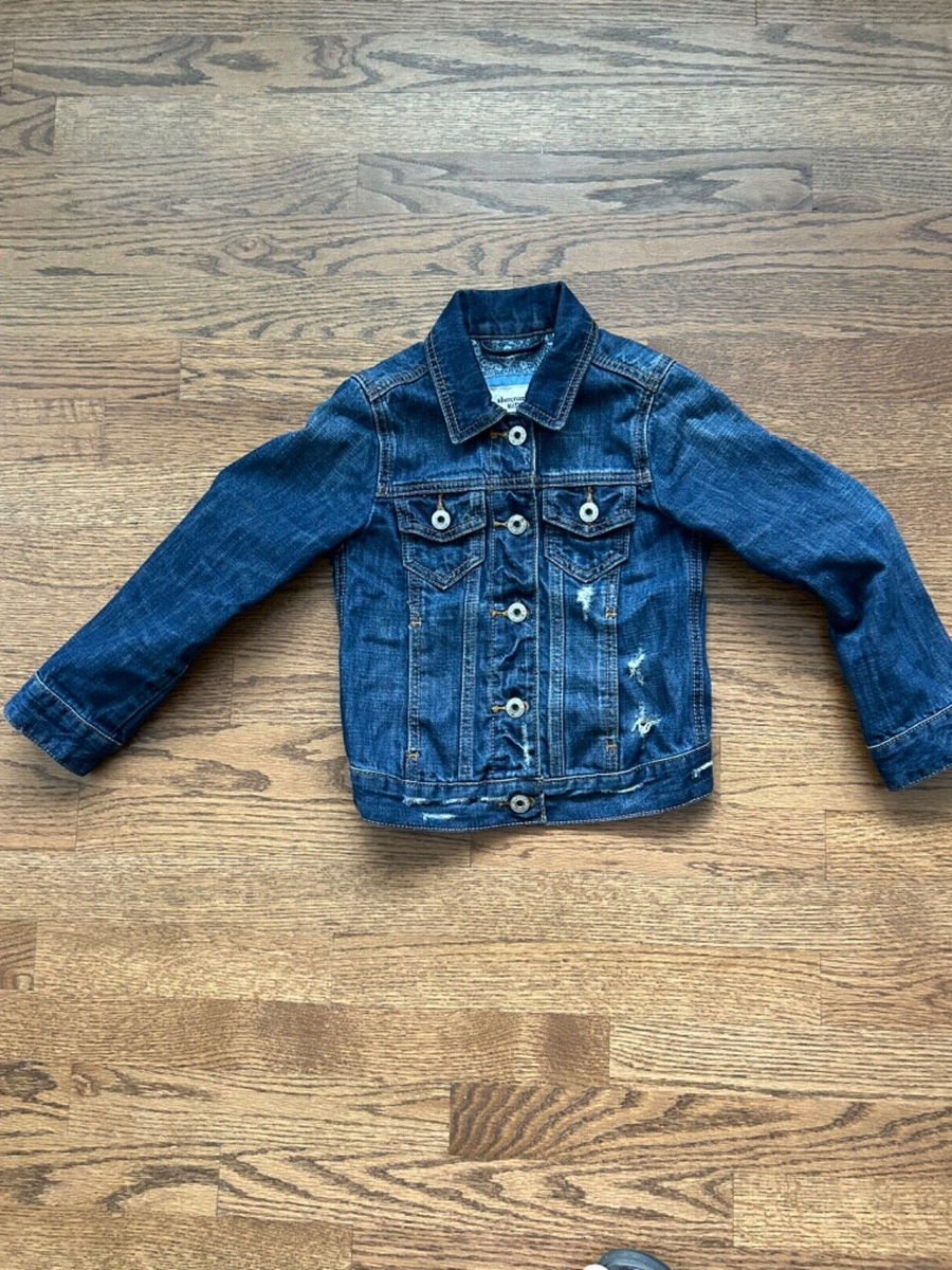 Abercrombie kids girls distressed denim jean jacket 5/6