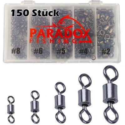 Paradox Fishing Tönnchenwirbel Set 150 Stück I je 30St. #2 - #8 Wirbel Angeln
