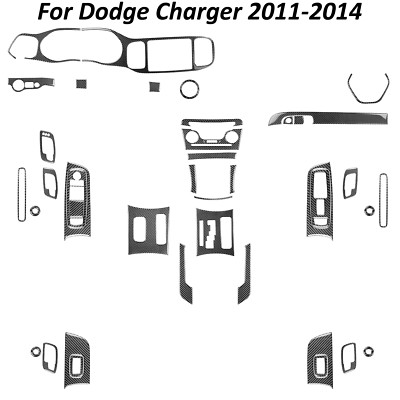 63 Stück Kohlefaser Full lnnenausstattung Trim Kits für Dodge Charger 2011-2014