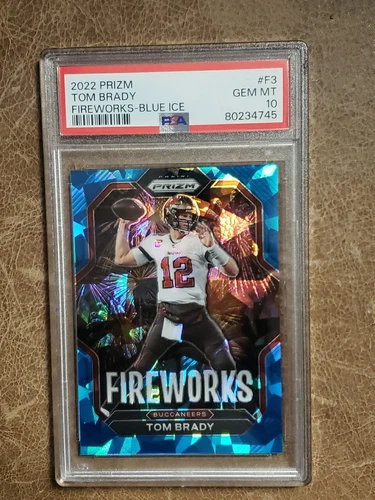 PSA 10 2022 PRIZM TOM BRADY 24/99 FIREWORKS BLUE ICE #F3