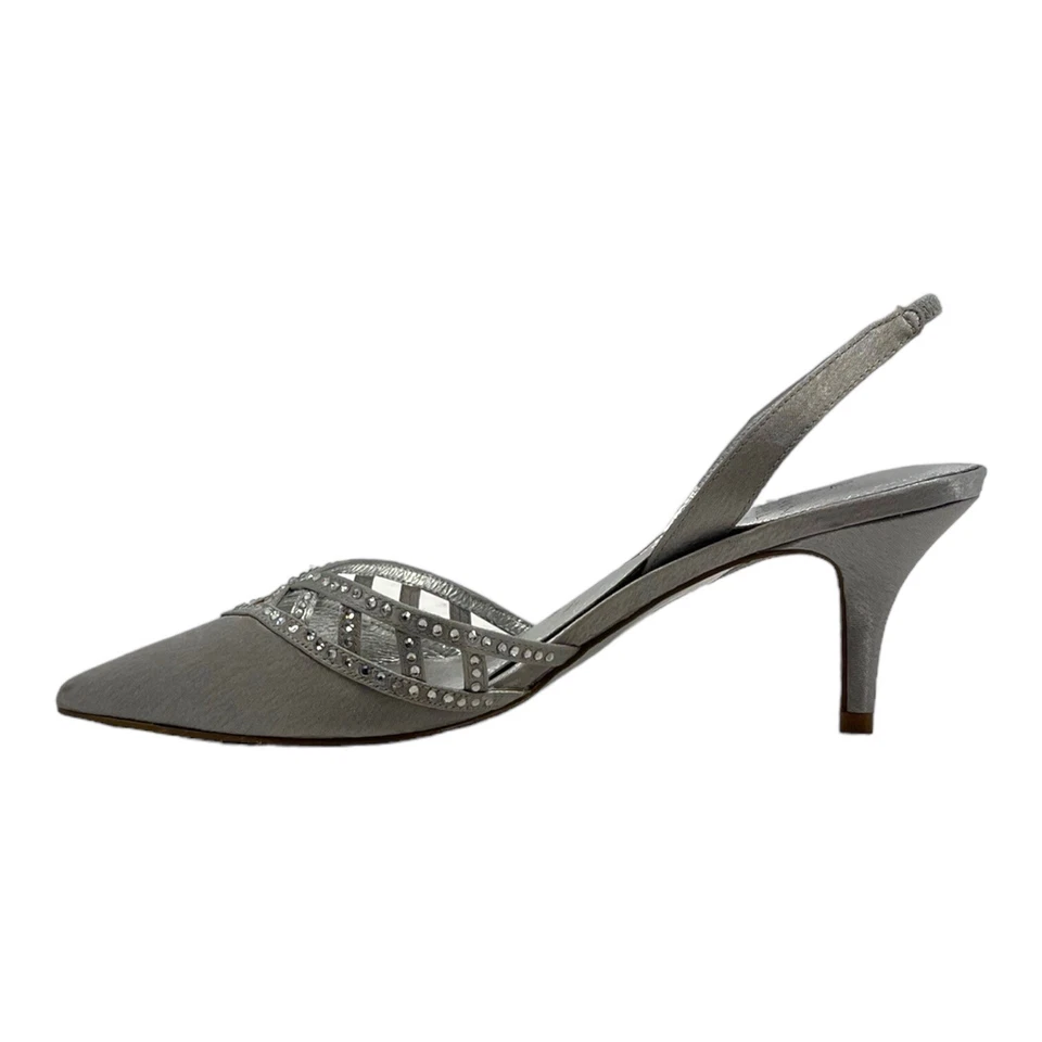 Zapatos de salón ADRIANNA PAPELL para mujer 7 de cuero satinado con cordones Stiletto brillante PLATEADO Foto 4 de 4