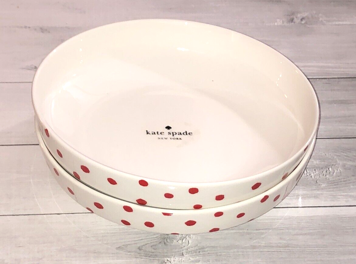 Kate Spade Lenox Primrose Drive Red Dot Porcelain Pasta Bowls Set Of 2