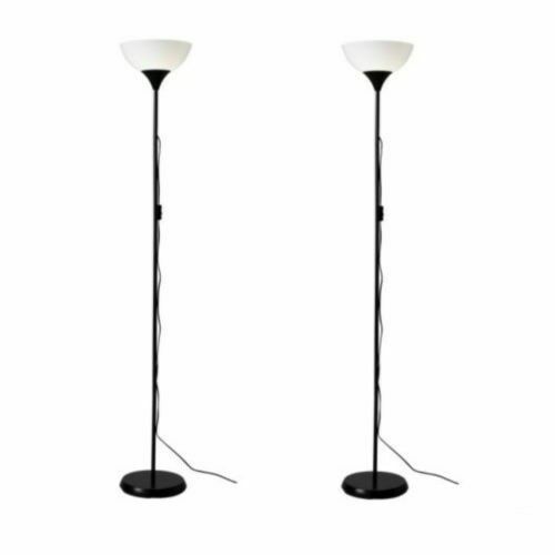 2 X IKEA Tall Floor Standing Lamp Black Reading Light Uplighter 175cm