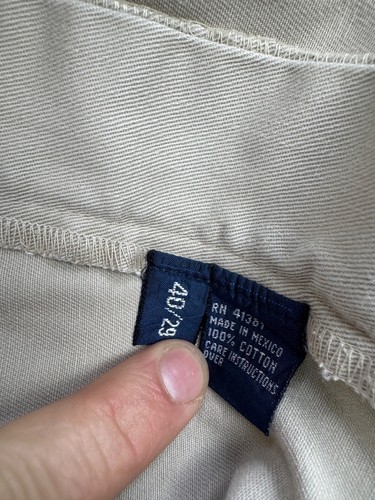 Polo Ralph Lauren Pants Men 40x29 Hammond Beige Pleated Cuffed Classic Chino Vtg - Picture 4 of 11