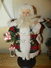 2002 Holiday Elegance 16" Woodland Santa statue figurine doll Plaid coat tag