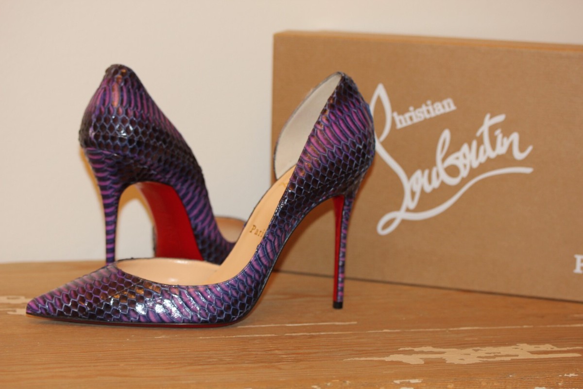 CHRISTIAN LOUBOUTIN $1195 Violet IRIZA 100 Watersnake WOW Pumps