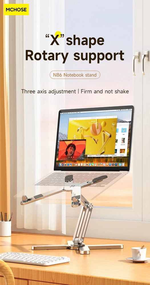 360° Rotating Laptop Stand with Heat Dissipation - Foldable Holder