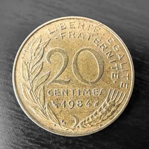 Old Coin of 20 Centimes France 1984