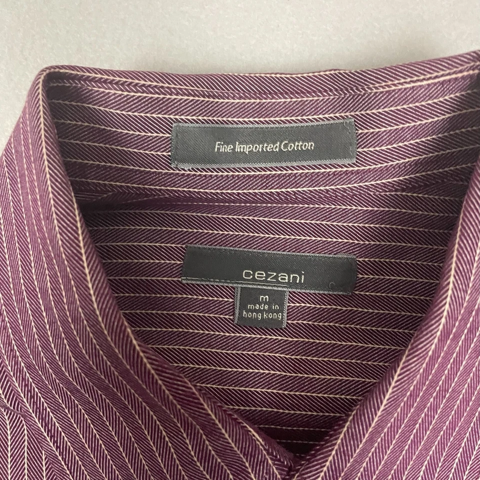 Vintage Cezani Mens Long Sleeve Button Down Dress Shirt Size Medium Striped - Image 2 of 4