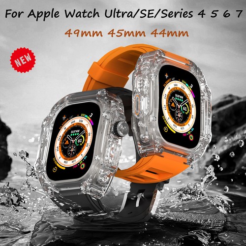 For Apple Watch Ultra 49mm SE/764 Mod Kit Transparent Case Fluoroelastomer Band - Picture 12 of 65