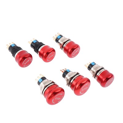 16mm 19mm 22mm Waterproof Metal Latching Emergency STOP Mushroom Push But*j*