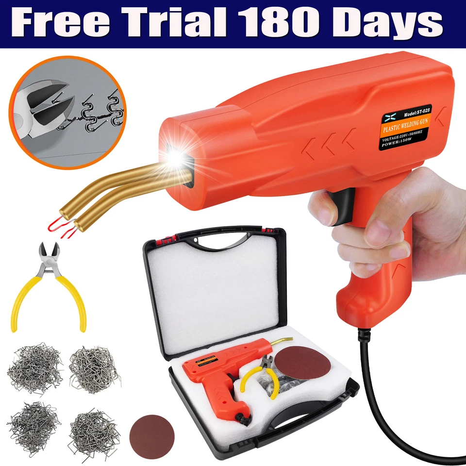 DAYPLUS Hot Stapler Handle Plastic Welder Car Bumper Repair Kit + 800 Staples Equipment