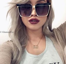 Oversized Retro Square Cat Eye Aviator Bar Large Big Fashion Sunglasses 3873 XL