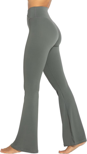 Womens Flare Leggings No Front Seam Flare Yoga Pants with Tummy Control Crossove
