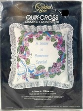 NEW 1984 Golden Bee A Sister Is 20180 Stamped Cross Stitch Pillow Kit Vntg 16697