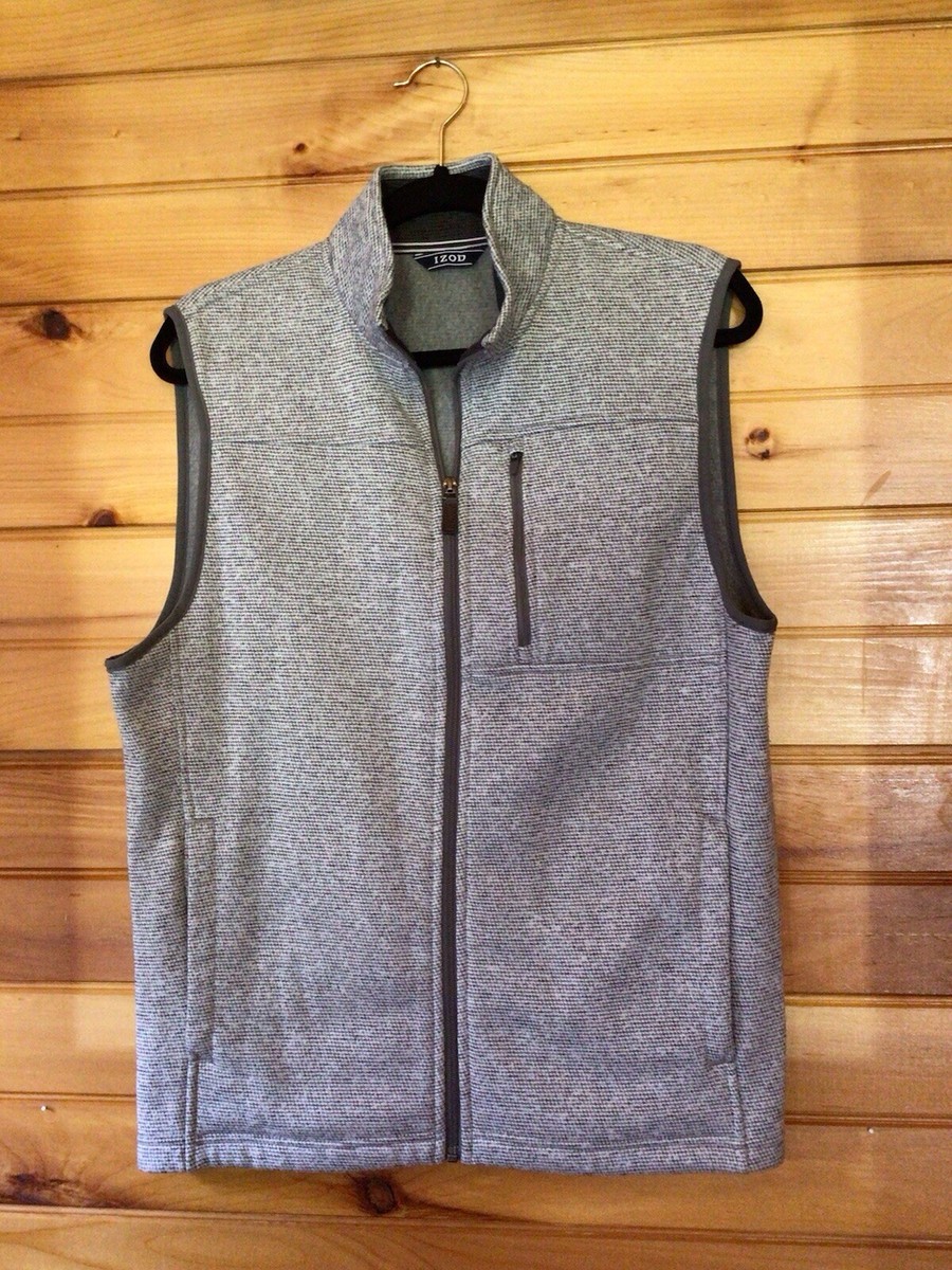 Izod Men's Vest Light Gray Full Zip Sleeveless Outdoor Golf Size
