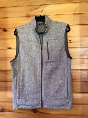 Izod Men's Vest Light Gray Full Zip Sleeveless Outdoor Golf Size