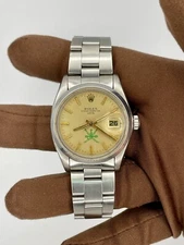 1500 Rolex Steel Oyster Perpetual Date Green Khanjar for Sultanate of Oman 34mm 