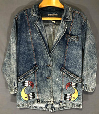 Helium Jacket Denim Women's Size Large Graphic Painted Southwest Native 80's