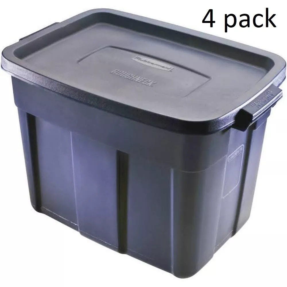 Rubbermaid Rough Neck Rugged Tote STORAGE BOX CONTAINER Blue 18