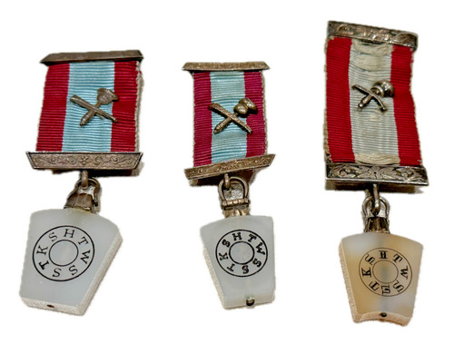 Lot of 3 Vintage Royal Arch Masonic Keystone Medals - Silver