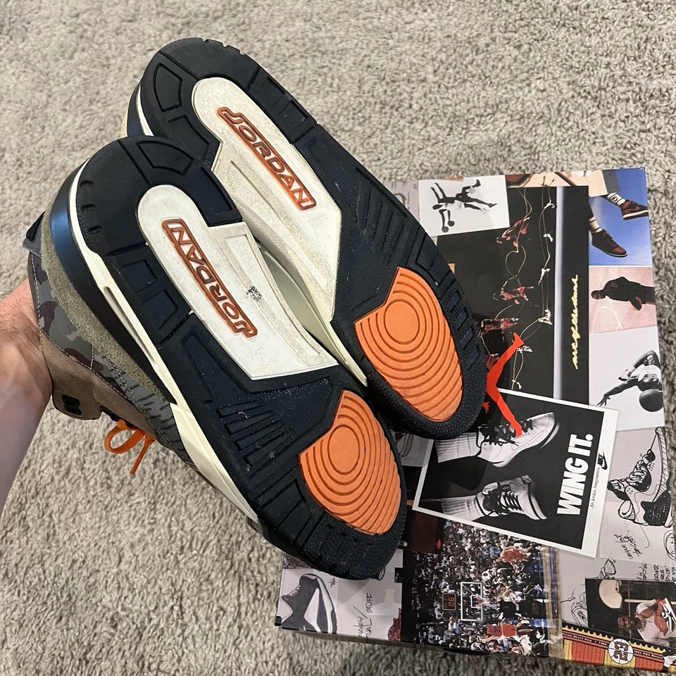 Air Jordan 3 Retro Patchwork 2021 Green Brown Olive Orange DO1830-200 11 Mens - Image 4 of 4