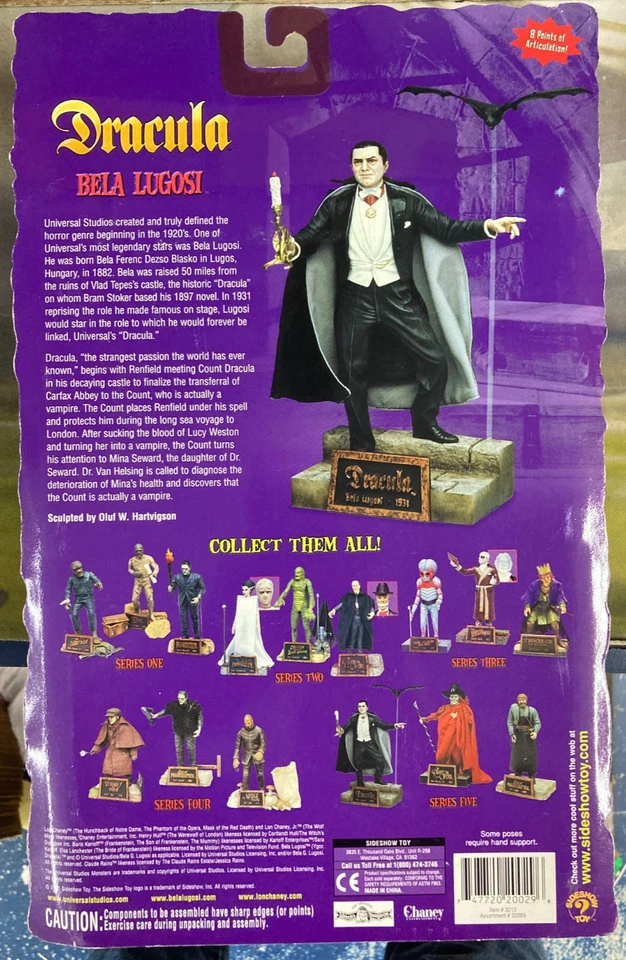 Figura de acción Drácula The Universal 2001 Sideshow Toy edición clásica nueva en caja ser#5 Foto 2 de 2