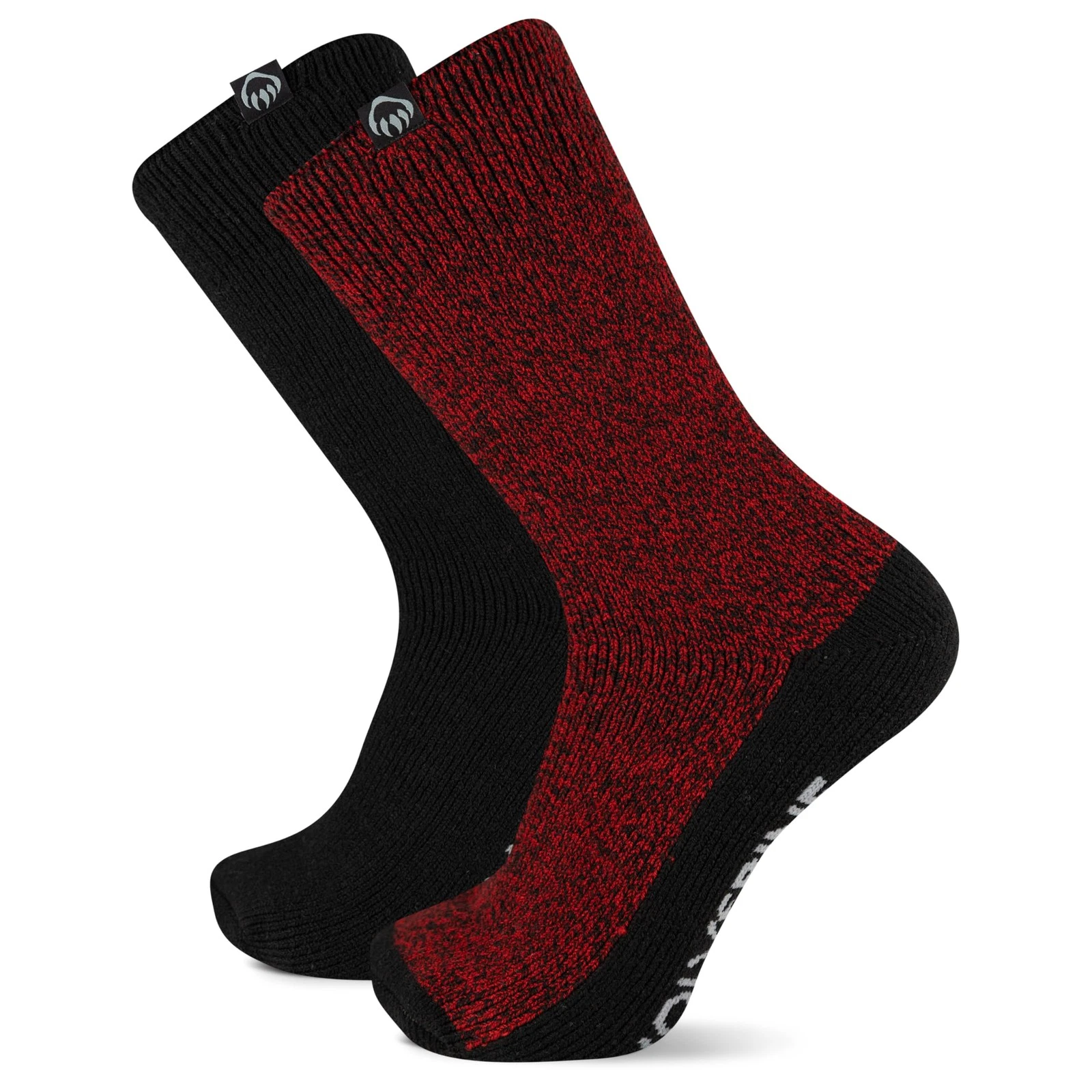 Men's Alpine Brushed Thermal Crew Sock 2 Pair Pack, Red Assorted, Men's Shoe ...