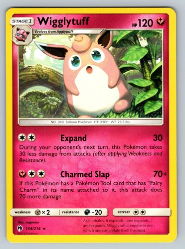 Wigglytuff 134/214 Rare Lost Thunder Pokemon Moderately Played