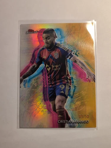 2024 Topps MLS Finest Cristian Arango Gold Hologlow 9/50 #1 Jersey #Match RSL