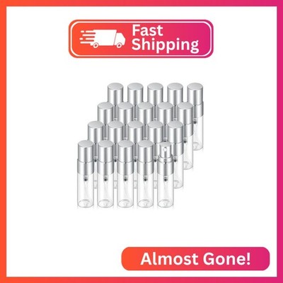 Jxcmeng 20Pcs 3ml Empty Clear Glass Mist Spray Bottle Refillable Mini Perfume At