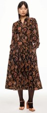 ULLA JOHNSON CELIA PAISLEY COLLARED DRESS SIZE 2 MSRP $750