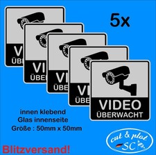 Video &Uuml;berwachung Kamera Warnaufkleber Aufkleber innen klebend 50X50mm SC181