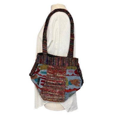 Earth Divas Fair-Trade Cotton Linen Handbag Multicolor Purse Boho Hippie Retro